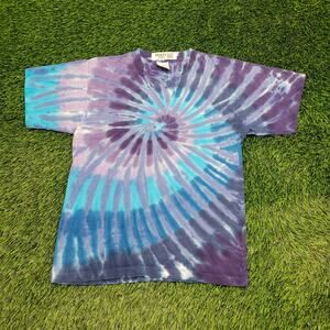 Vintage 90s Spiral Tie-Dye Shirt S/M 19x25 V-Neck USA Made